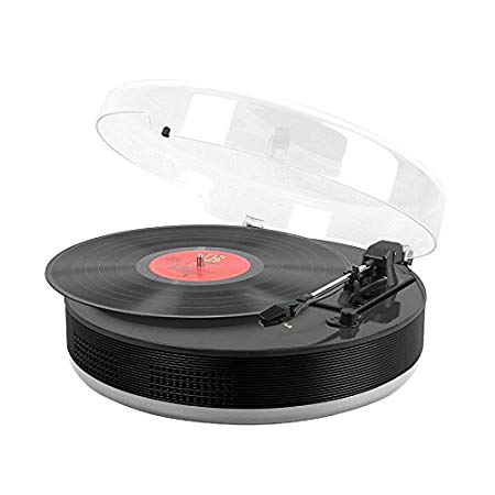 Steepletone Record Player, Stereo Turntable, DiscGo BT (Bluetooth Streaming - Transmitting to Bluetooth Speaker or Bluetooth Headphones) - High Gloss Piano Black