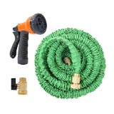 Ohuhu 75 Ft Expandable Garden Hose with Brass Connector and Spray Nozzle Bundle