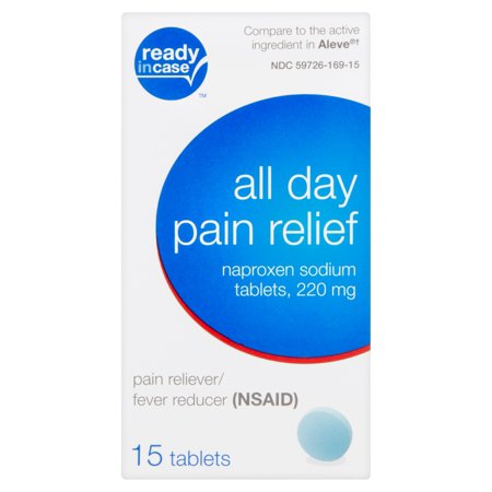 Ready in Case All Day Pain Relief Naproxen Sodium Tablets, 220 mg, 15 count