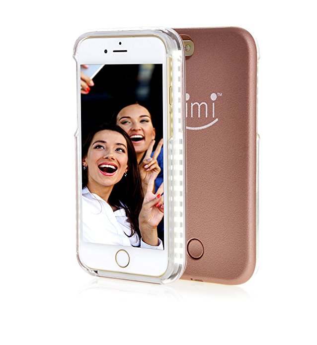KIMI Selfie Light iPhonCase, Fashion Luxury Flash Mobile Led Cover, Increase Facial Light, (Rose Gold, iPhone 7/8)