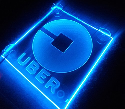 Uber Logo LED Lit Sign Rideshare Car Sign AA batteries HELPING THE ENVIRONMENT! AVAILABLE IN 4 COLORS (Blue)