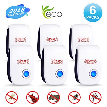 Ultrasonic Pest Repeller 2018 Upgraded Pest Control, Electronic Mouse Repellent Plug in Indoor Bug Repellent for Mice,Mosquito,Roach,Ant,Fly,Spider, Rodent- No Pest, Humane &Pet Safe