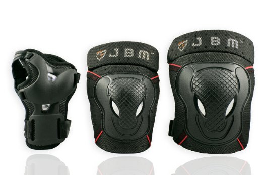 JBM BMX Bike Knee Pads and Elbow Pads with Wrist Guards Protective Gear Set for Biking Riding Cycling and Multi Sports Safety Protection Scooter Skateboard Bicycle Rollerblades