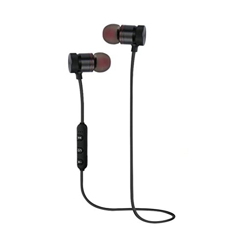 Bluetooth In-Ear Headphone, OZLON Wireless Sweat-Proof Noise-Canceling Stereo Earphone with Ear Hooks and Magnetic Shell for Sports, Running, Travel and Workout(Black)