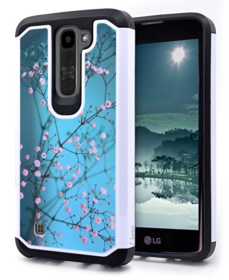 LG Phoenix 2 Case, LG Escape 3 Case, LG K8 Case, NageBee Design Premium [Heavy Duty] Defender [Dual Layer] Protector Hybrid Case for LG Escape 3 / Phoenix 2 / K8 - Plum Blossom