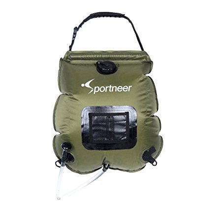 Sportneer Solar Camping Shower Bag, 5-gallon with Removable Hose and On-off Switch-able Shower Head