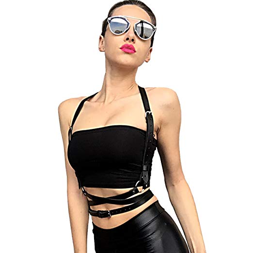 HOMELEX Punk Leather Body Chest Straps Waist Harness Straps Adjustable for Women