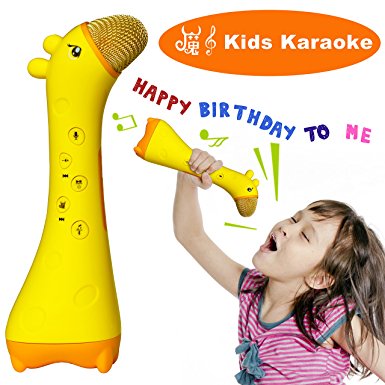 NeWisdom Magic Kids microphone, Best 2017 Wireless bluetooth karaoke Toy for Children 0 - 12 year old to develop intelligence, cool birthday gifts presents– Yellow deerlet