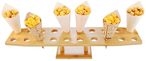 22.5-inch Oblong Food Cone and Sushi Hand Roll Display Stand: Perfect for Restaurants, Catered Events, and Buffets - Holds 20 Cones - Made from Organic Bamboo - 1ct Box - Restaurantware