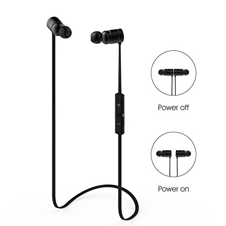 Bluetooth Headphones, Techvilla Wireless Earbuds Hall Magnetic Sports Headset Apt-X Stereo Noise Cancelling In-Ear Earphones Buit-in Mic ( V4.2, Up to 7 Hours of Play Time, Secure-Fit)