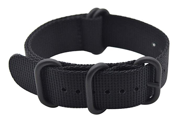 ArtStyle Watch Band with Ballistic Nylon Material Strap and High-End Black Buckle (Matte Finish Buckle)
