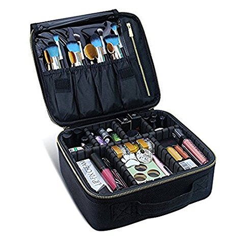 Travel Makeup Case,Samtour- Professional Cosmetic Makeup Bag Organizer,Accessories Case, Tools case (Black)