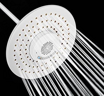 Only Head That Can Change Songs/Volume/Answer Calls in the Shower! Spa Living White Bluetooth Speaker Rain Shower Head