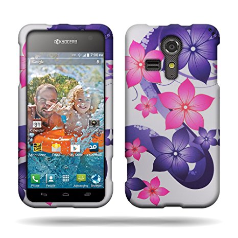 Kyocera Hydro Vibe Case by CoverON Slim Hard Design Cover for Kyocera Hydro Vibe Case with Cover Removal Tool - (Pink Purple Flower)