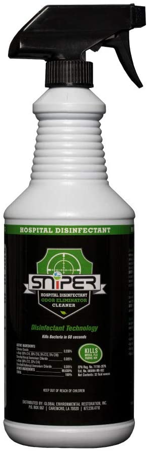 SNiPER Hospital Disinfectant, Odor Eliminator, and all purpose cleaner, 32ounce Bottle