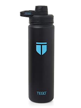 TEGO Stainless Steel Rapid Water Bottle Thermos- Vacuum Sealed Steel with Cleaning Brush (Pack of 1 - Black)-Gym, Thermos, Shaker, Sports