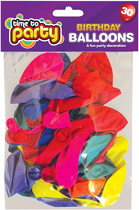 Coloured Birthday Balloons 30pk