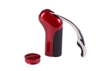 Premium Rabbit Style Corkscrew Vertical Wine Bottle Opener Stainless Steel Accessory Set with Foil Cutter (Shiny Red)
