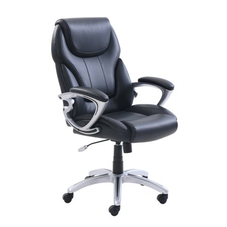True Innovations Bonded Leather Managers Chair, Black Upholstery