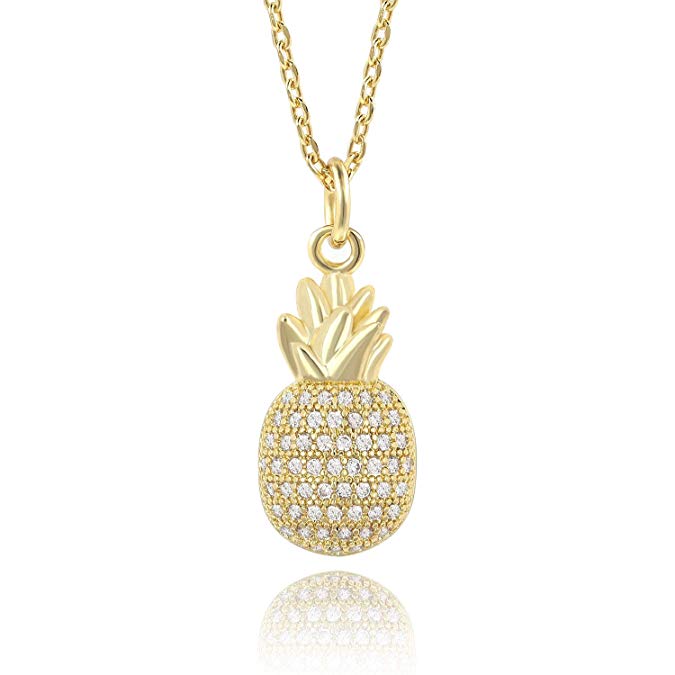 Ash's Choice Dainty Pineapple Necklace & Bracelet & Earrings Tropical Fruit Charm Gift Jewelry for Girls Women