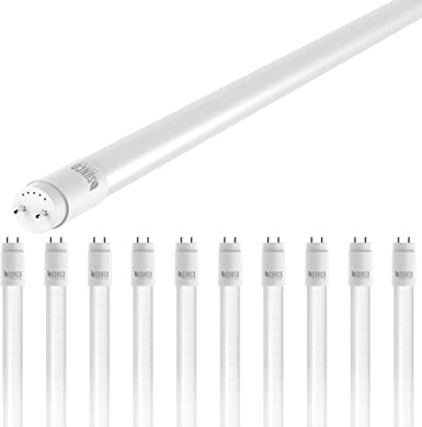 Sunco Lighting 10 Pack 4FT T8 LED Tube, 18W=40W Fluorescent, Frosted Cover, 6000K Daylight Deluxe, Single Ended Power (SEP), Ballast Bypass, Commercial Grade - UL Listed