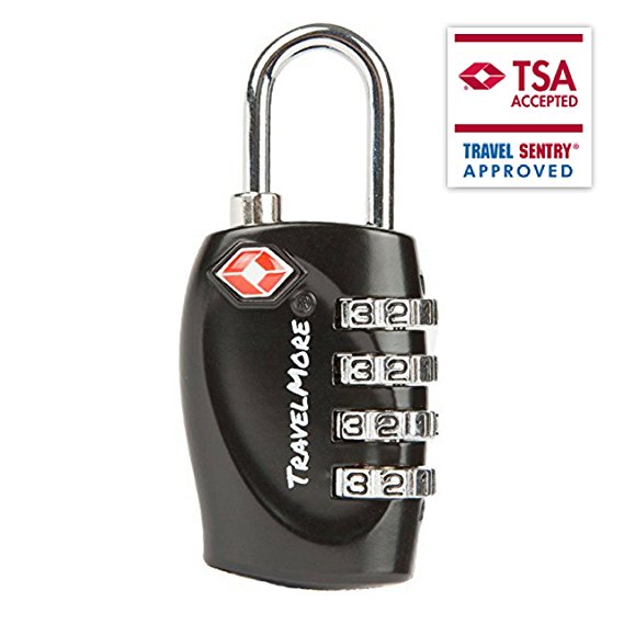 TSA Approved Luggage Locks for Travel 4 Digit Combination Padlocks 1, 2, 4 & 6 Pack
