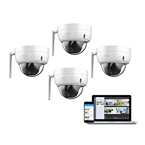 Oco OP-DOME4 Pro Dome Outdoor/Indoor 1080P Cloud Surveillance and Security Camera with Remote Viewing, 4 Piece