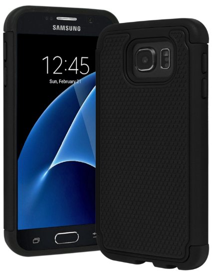Galaxy S7 Case Bastex Heavy Duty Slim Fit Hybrid Armor Premium Dual Shock Rubber Silicone Cover with Hard Protective Case for Samsung Galaxy S7 Black