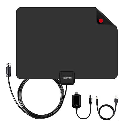 [2019 Version] Amplified Digital HDTV Antenna 50-90Miles Reception Range with Newest Built-in Amplifier,USB Power Supply,13.2ft Coax Cable,12 Months Warranty-Supports 1080p,4K,