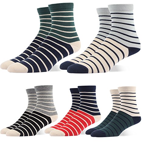 Mens Dress Socks Striped Pattern Formal Business Mid Calf- Toe Heel REINFORCED Gift Boxed