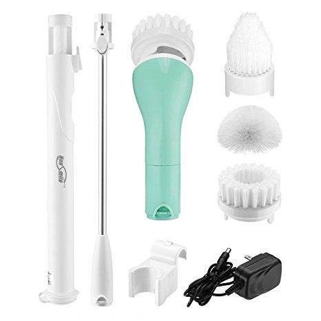 Housmile Spin Scrubber, Cordless Multi Purpose Rechargeable Power Scrubber Brush Cleaner, 3 Brushes