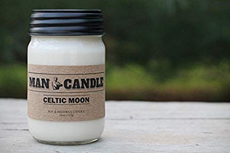 Harmony Bath and Body Products Best Man Candle - Best Soy Beeswax Candle - Premium Quality - Recyclable Mason Jar - Novel Gift - 11 Oz Large Candle - Scented Candles - Celtic Moon Scent