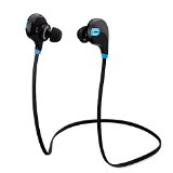 Mpow Swift Bluetooth 40 Wireless Sport Headphones Sweatproof Running Gym Exercise Bluetooth Stereo Earbuds Earphones Car Hands-free Calling Headsets with Microphone and High-fidelity Stereo Sound via apt-X for iPhone 6 6 plus 5S 4S Galaxy S6 S5 and iOS android Smartphones Cool Black