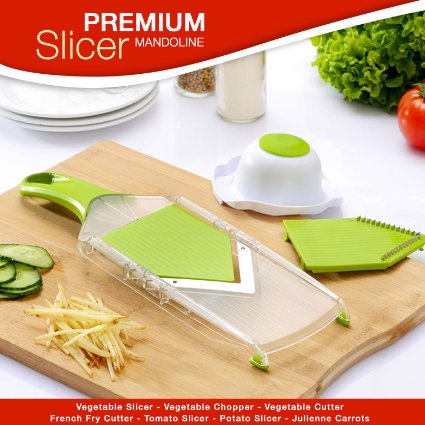 Premium Mandoline Slicer - Vegetable Slicer - Vegetable Chopper - Vegetable Cutter - French Fry Cutter - Tomato Slicer - Potato Slicer - Julienne Carrots