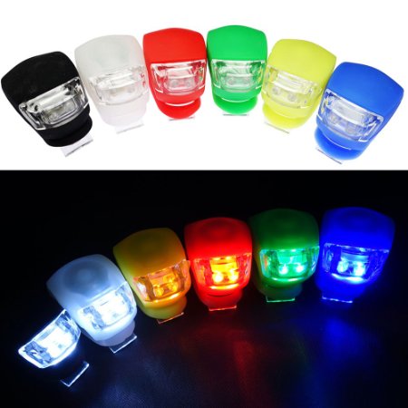 InnoLife- 6Pcs Silicone Waterproof Super Frog LED Bicycle bike Head Front Light