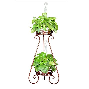 AISHN Indoor Display Rack Double Basin Classic Finial Plant Stand/Plant Stand with Finial (Bronze)