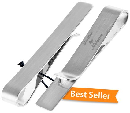 1 Best Selling Tie Bar Clip - wMate Finish - EXCLUSIVE Hold Tech TM Premium Quality over Quantity - FREE Fashion Bible Bonus to 10X your style in 10 Minutes