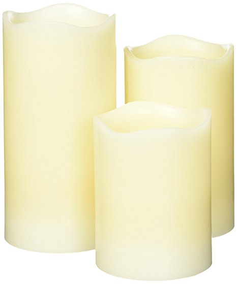 Candle Choice Vanilla Scented Real Wax LED Flameless Candles with Remote & Timer, Set of 3