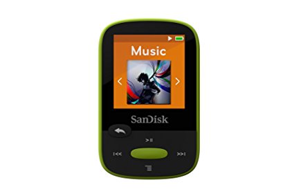 SanDisk Clip Sport 8GB MP3 Player, Lime With LCD Screen and MicroSDHC Card Slot- SDMX24-008G-G46L