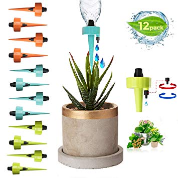 Adjustable Self Watering Spikes.Indoor Outdoor Plant Waterer, Garden Plants Drip Irrigation Spike System. Automatic Vacation Drip Watering Bulbs Globes Stakes System for Indoor & Outdoor Plants