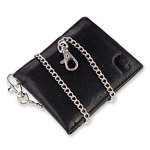Safekeepers Leather Mens Wallet - RFID Blocking Wallet - Travel Wallet – Biker wallet - Safe Wallet with chainwallet - Safe Wallet with chain