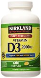 Kirkland Signature Extra Strength Vitamin D3 2000 IU 600 Softgels  Bottle