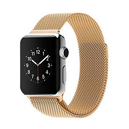 Apple Watch Band, iWatch Band, AsiaFly® Apple Watch Band, Milanese Loop Stainless Steel Bracelet Strap Magnetic Closure for iWatch Gold 38mm