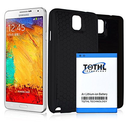 Note 3 Battery,TQTHL Samsung Galaxy Note 3 7600mAh Best Replacement Extended Battery   Black Back Cover   HoneyComb TPU Case - Black [ 24 Month Warranty ]