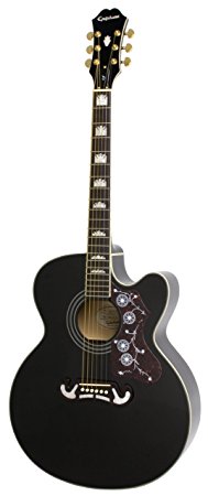 Epiphone EJ-200SCE Solid Top Cutaway Acoustic / Electric Guitar, Black