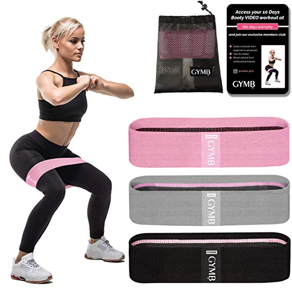 Booty Bands - Resistance Bands for Legs and Butt, Hips, Thighs and Glutes Activation - Beginner, Intermediate and Professional Use - Made of Premium Elastic Fabric