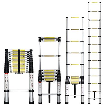 Stanz (TM) Portable 12.5 Feet Aluminum Telescoping Extension Ladder, 12 Steps