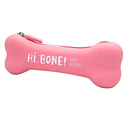 Aimeio Creative Candy Color Bone Shape Silicone Gel Pencil Case Coin Purse Bag Wallet Pouch Keychain Bag Storage Cosmetic Bag