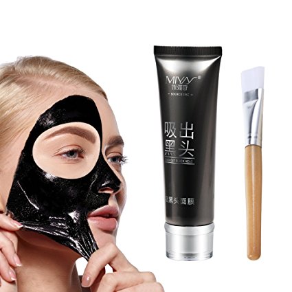 MIYAY Blackhead Peel Off Black Mask Mud Face Mask Purifying Tearing Mask With Soft Mask Brush (80g)