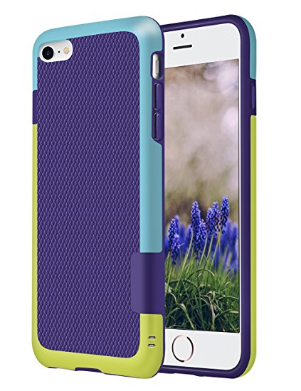 iPhone 7 Case, GOSHELL Hybrid Impact 3 Color Bumper Case Shock-Absorption Anti-Scratch Durable Rugged Protective Front Raised Lip Soft TPU & Hard PC Cover for Apple iPhone 7(4.7-Inch) - Purple